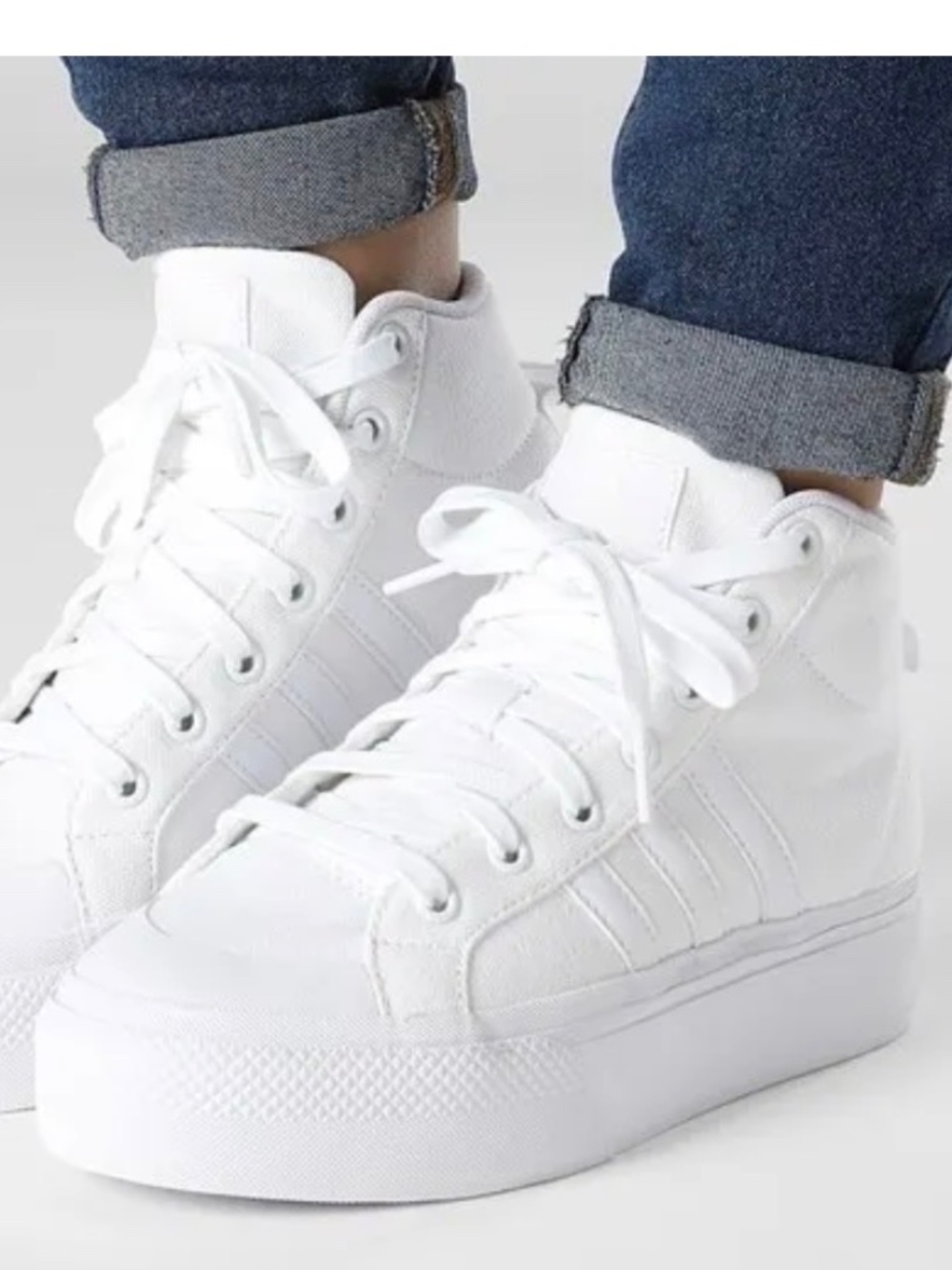 White Adidas Bravada 2.0 high top size 10